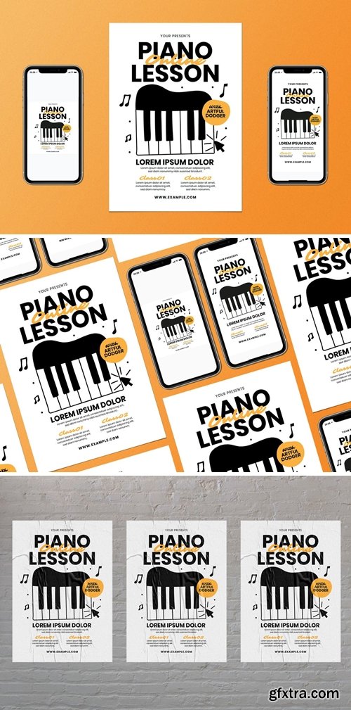 Online Piano Lesson Flyer Set