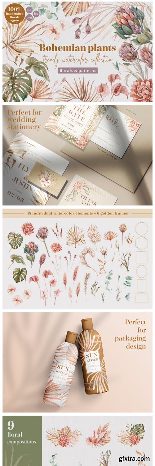 Bohemian Plants - Trendy Watercolors 4093468