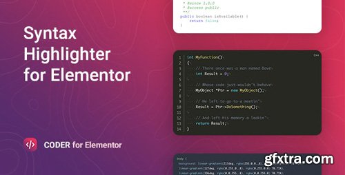 CodeCanyon - Coder v1.0.0 - Syntax Highlighter for Elementor - 26635267