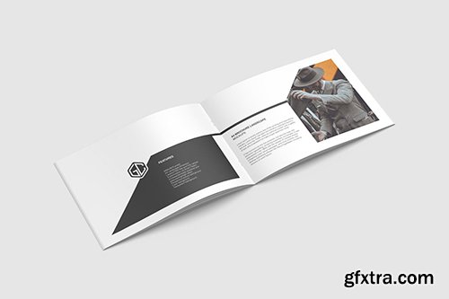 Opened A4 Landscape Brochure/ Magazine Mockup