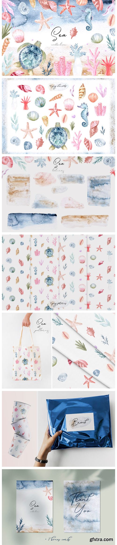 Watercolor Sea Collection. Cliparts 4107214