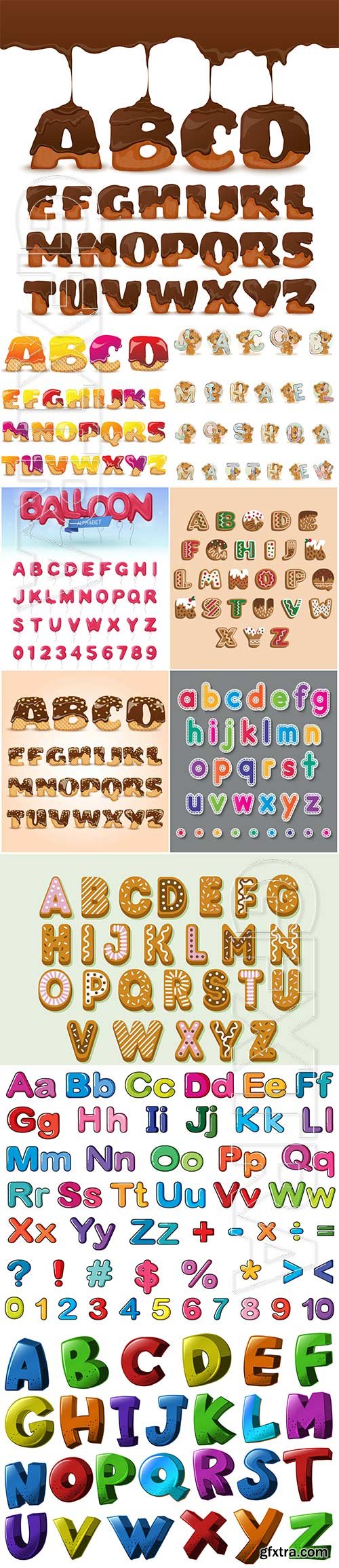 English alphabet fonts vector illustration