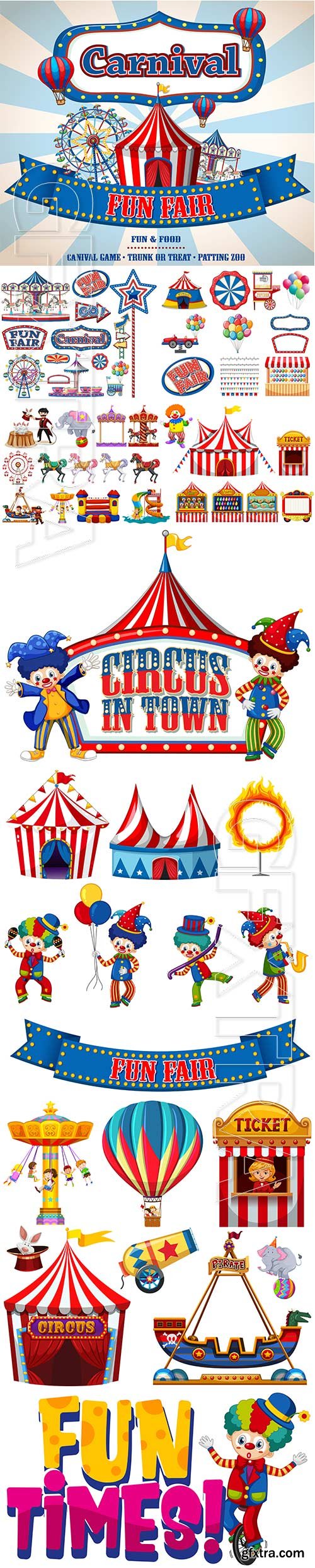 Set of circus items vector illustration