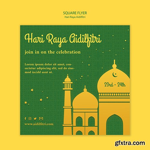 Hari raya aidilfitri square flyer template