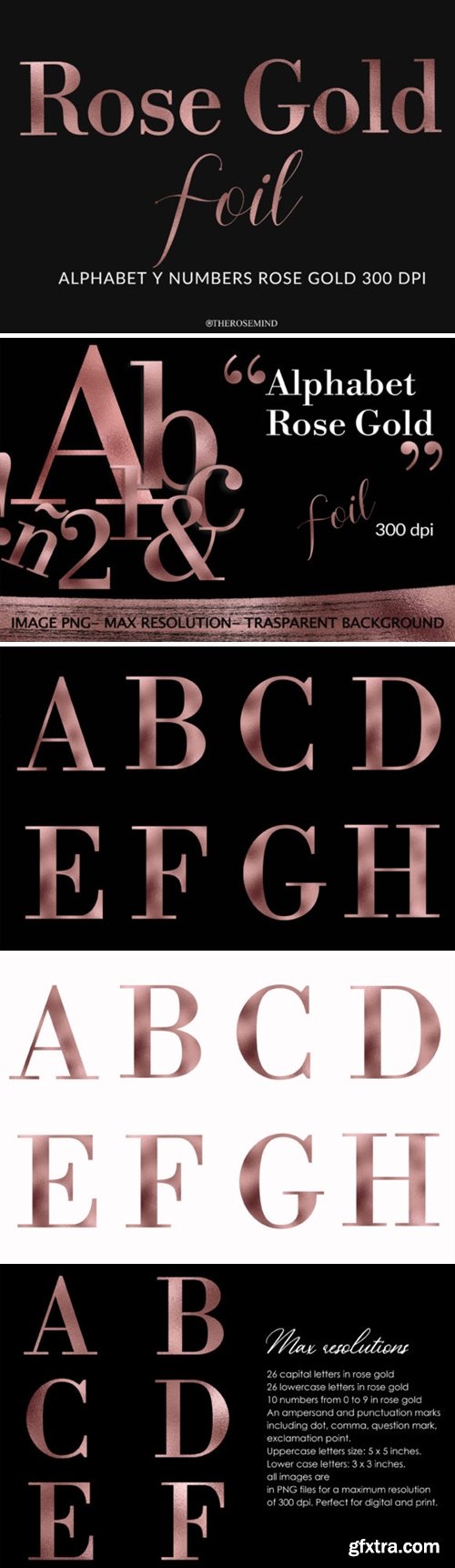 Alphabet and Numbers Rose Gold Foil 4115873