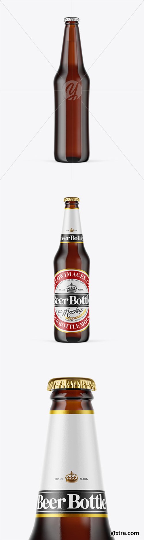 Amber Glass Beer Bottle Mockup 55435