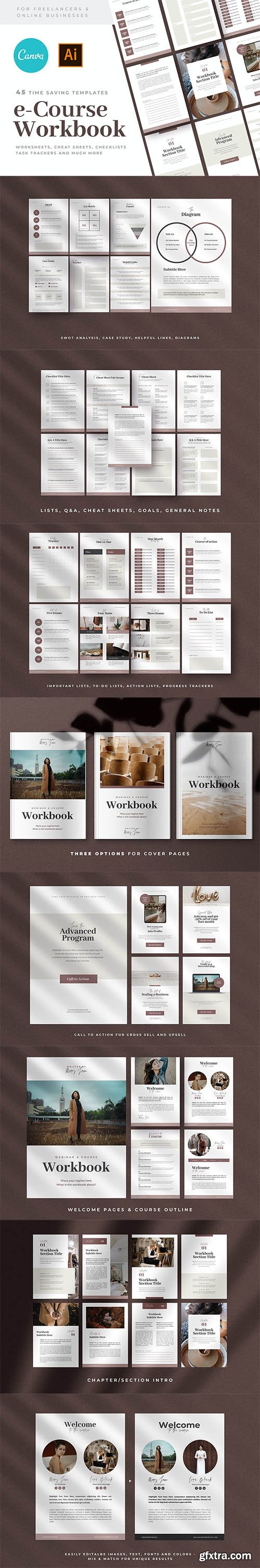 CANVA eCourse & Webinar Workbook Templates