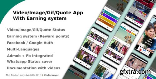 CodeCanyon - Video/Image/Gif/Quote App With Earning system (Reward points) v3.3 - 23383405