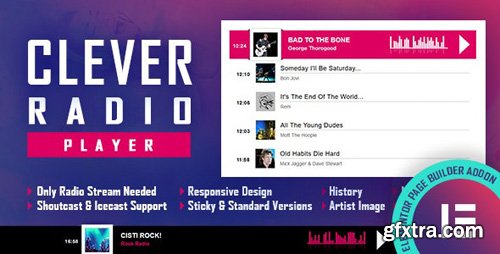 CodeCanyon - CLEVER - HTML5 Radio Player With History - Shoutcast and Icecast - Elementor Widget Addon v1.0.0 - 26708087