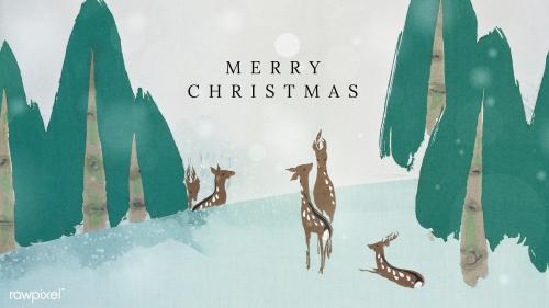 Deer in the forest Christmas banner mockup - 2092537