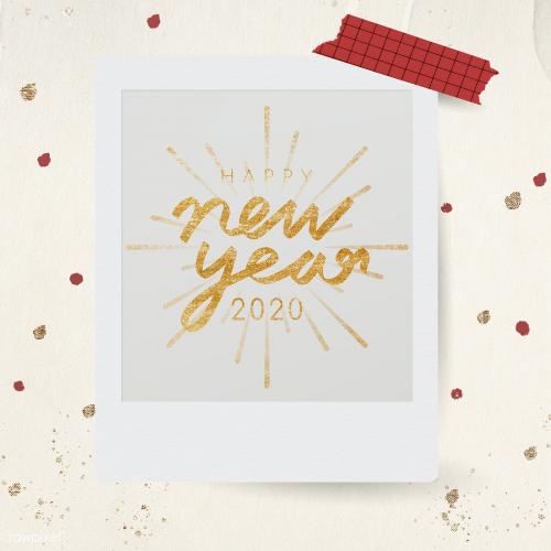 Festive Happy new year 2020 instant photo frame illustration - 2093483