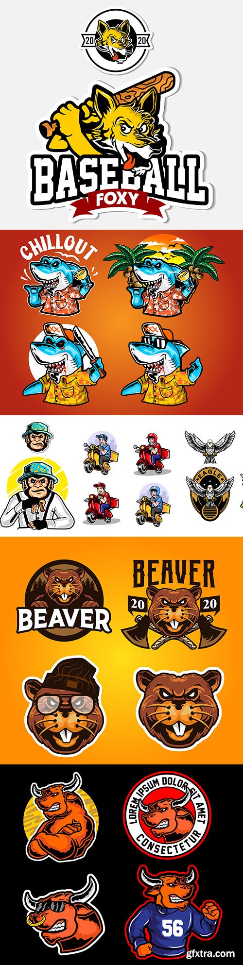 Emblem animal comics mascot design illustration
