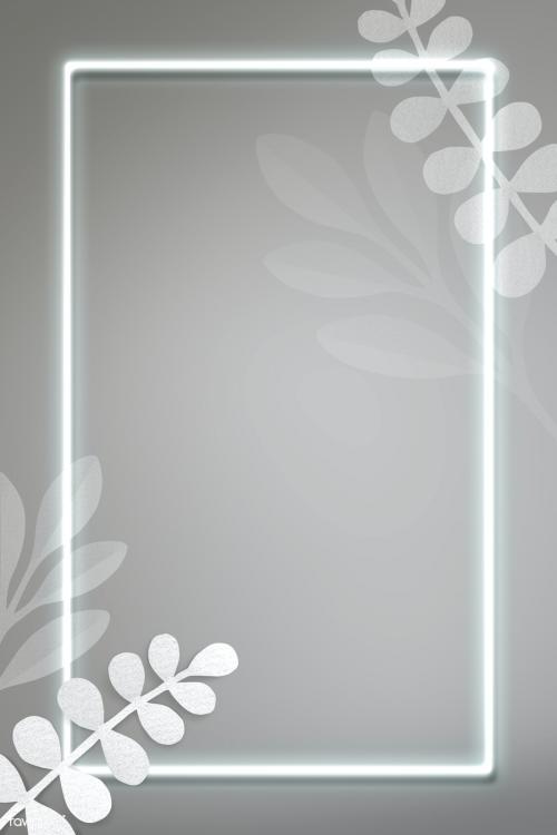 Leaf patterned white neon frame mockup - 2105448