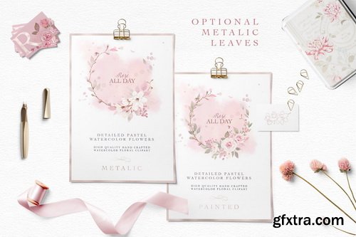 CM - Rose Watercolor Clipart &amp; Invitation - 4593640