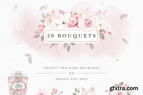 CM - Rose Watercolor Clipart &amp; Invitation - 4593640