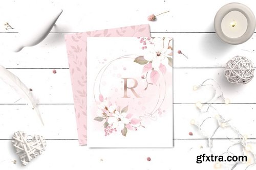 CM - Rose Watercolor Clipart &amp; Invitation - 4593640