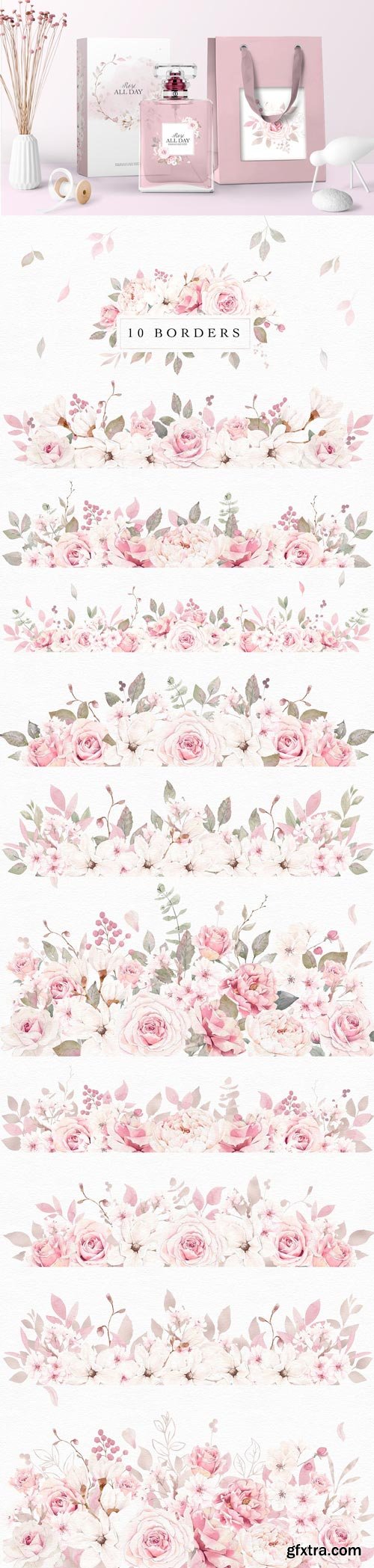 CM - Rose Watercolor Clipart &amp; Invitation - 4593640