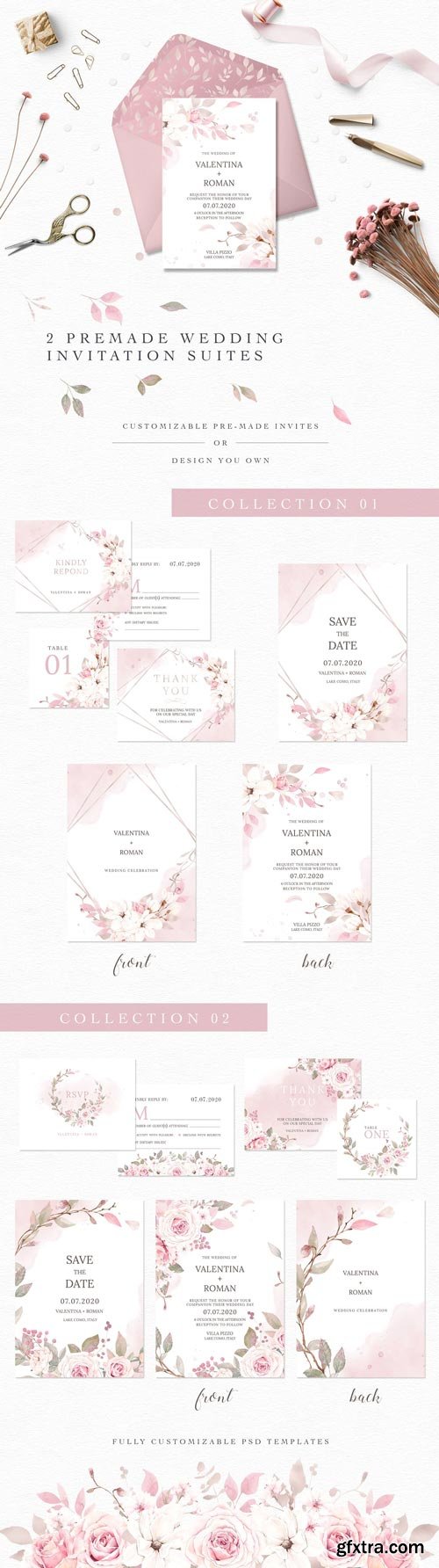 CM - Rose Watercolor Clipart &amp; Invitation - 4593640