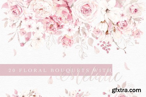 CM - Rose Watercolor Clipart &amp; Invitation - 4593640