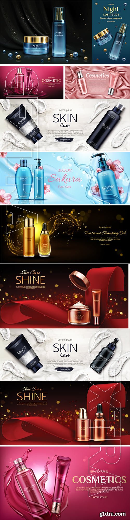 Cosmetic beauty ads flyer vector illustration