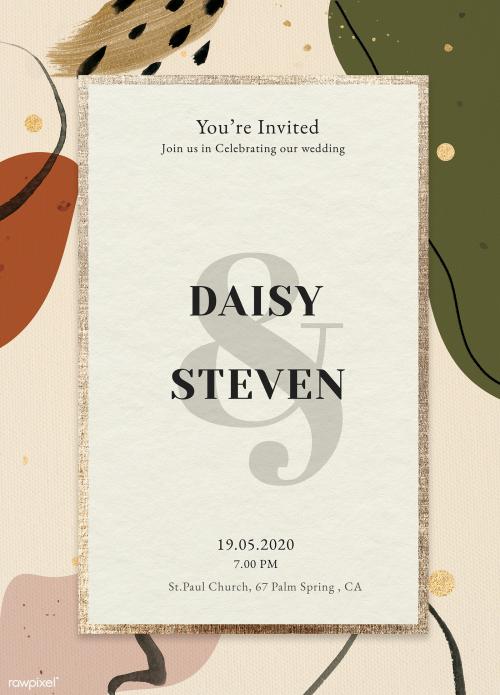 Abstract botanical Memphis invitation card mockup - 2210385