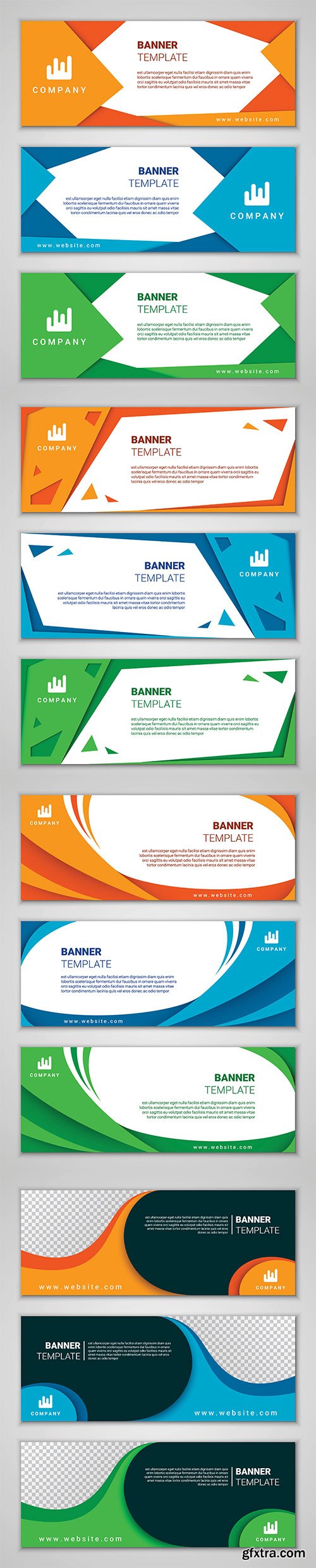 Abstract corporate business banner template set, vector illustration