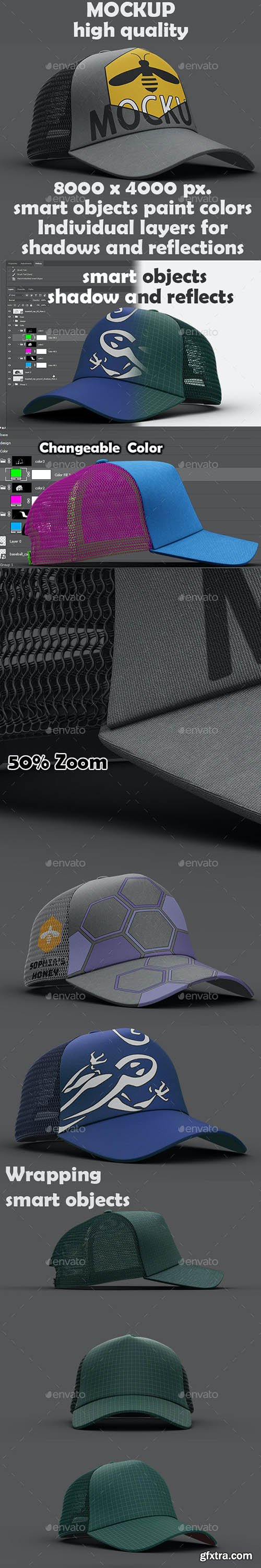 GraphicRiver - 4 Cap Mockup 25625998