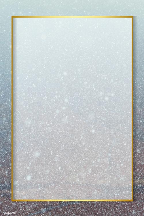 Gold rectangle frame on snowy background - 2241920