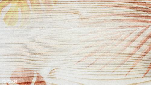 Leaf decoration on plain wooden texture blog banner background - 2252055