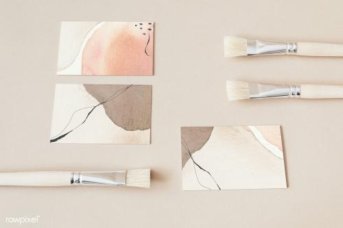 Blank space card and paintbrushes mockup - 2257142