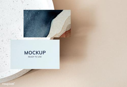 Business cards on a stone tray mockup - 2257145