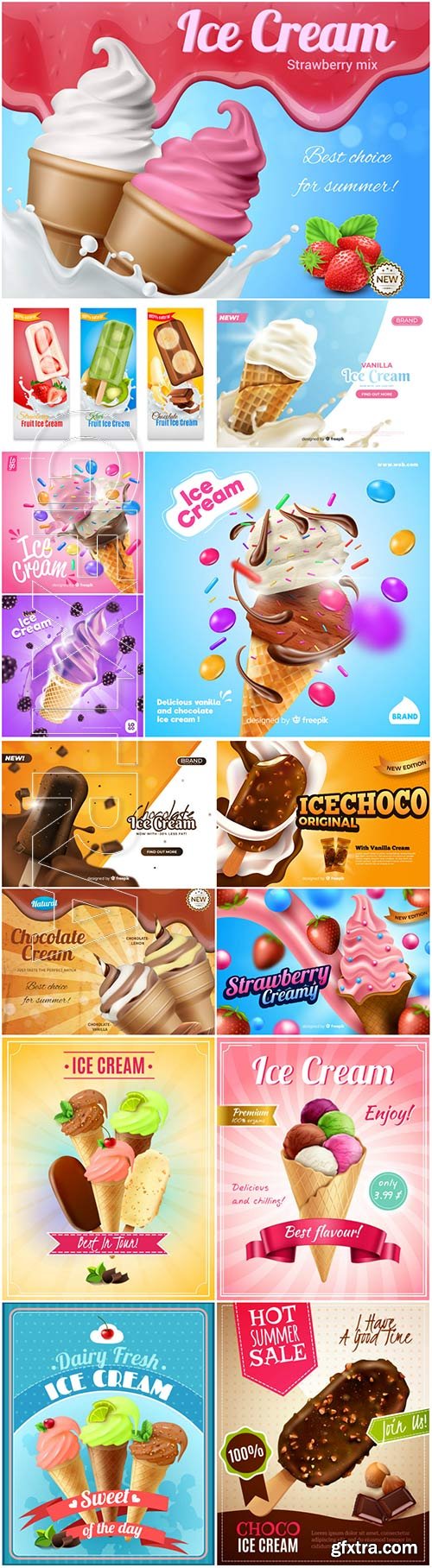 Ice cream big vector set