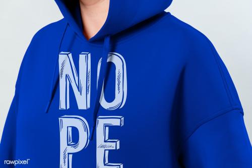 Woman in a blue hoodie mockup - 2293782