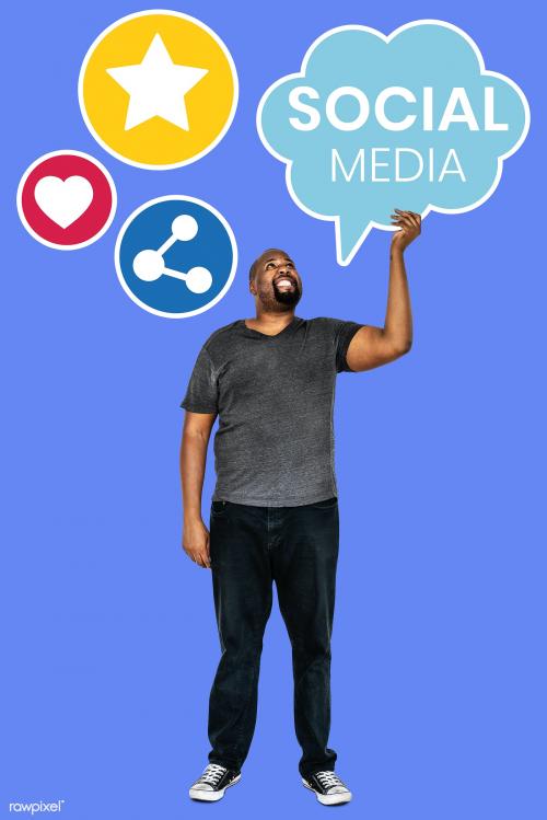 Man holding social media symbols - 477418