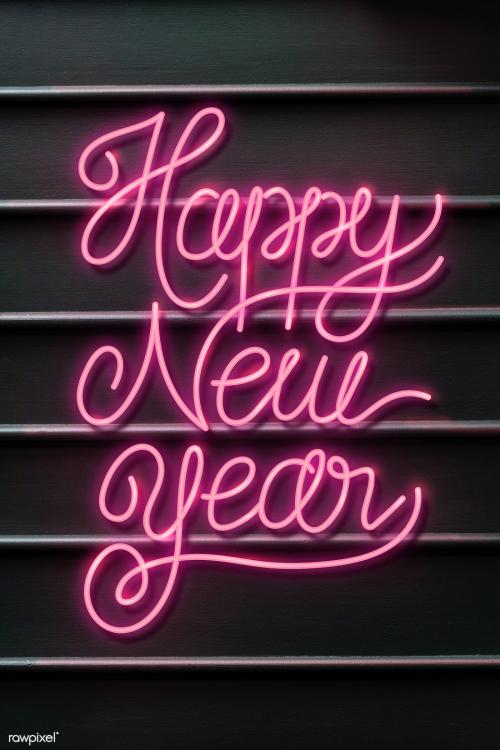 Pink neon New Year background illustration - 1233112