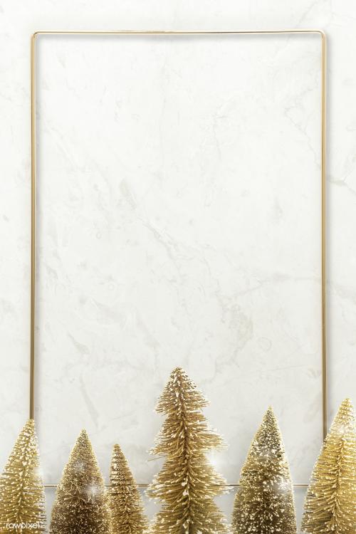 Gold frame with Christmas tree illustration - 1233121