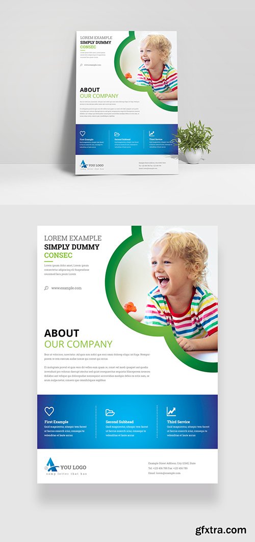Clean Business Flyer Layout with Blue Accents 349035416