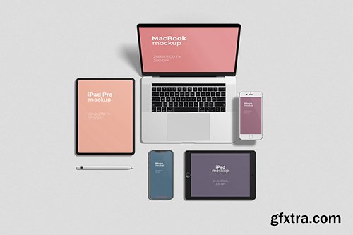 Multi Devices Mockups Top Angle View