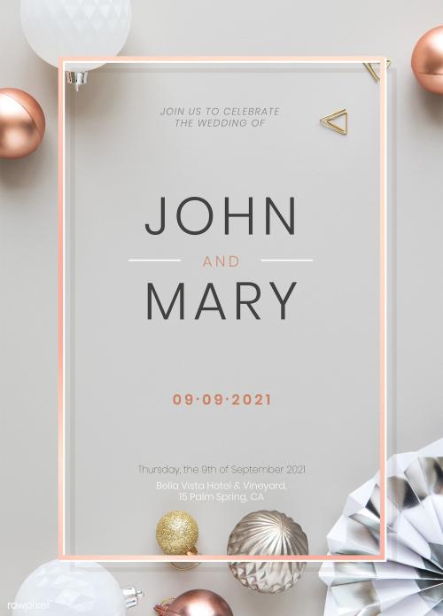 Festive wedding reception invitation card mockup - 2020237