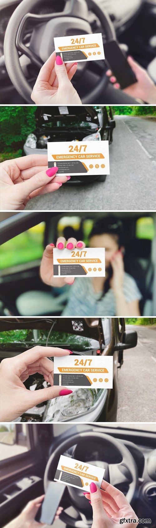 Business Card Car Scene Mockup