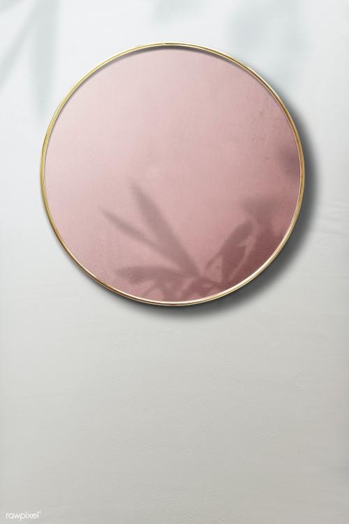 Gold framed mirror with leaf shadow mockup - 2036817