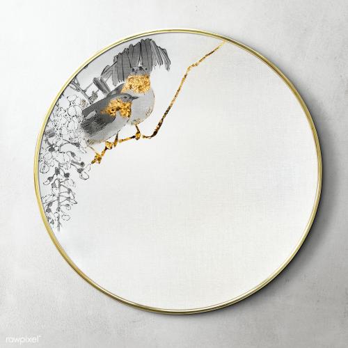 Round mirror decorated with an artwork mockup - 2036837