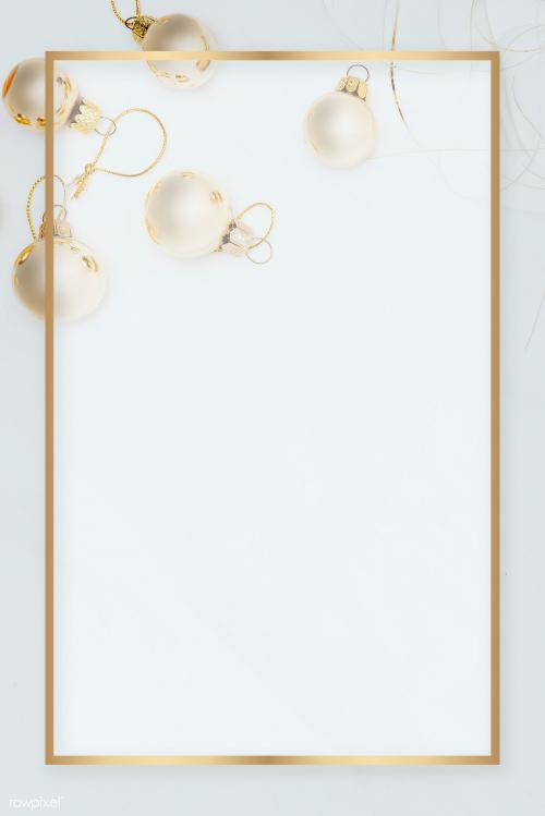 Rectangle gold frame with bauble mockup - 2036897