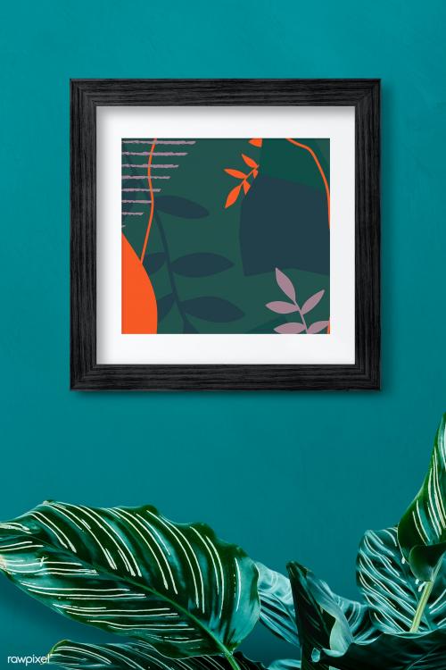 Frame mockup on a green wall illustration - 2046465