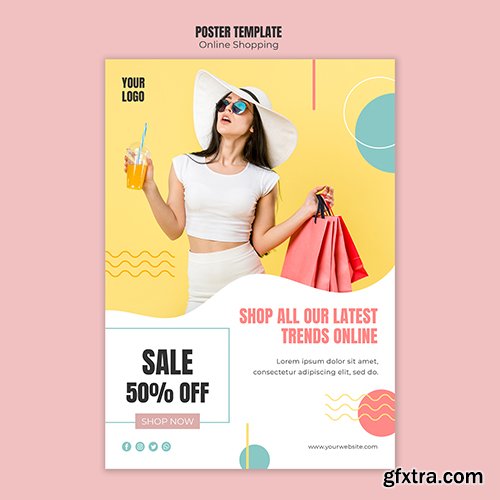 Poster template with online shopping