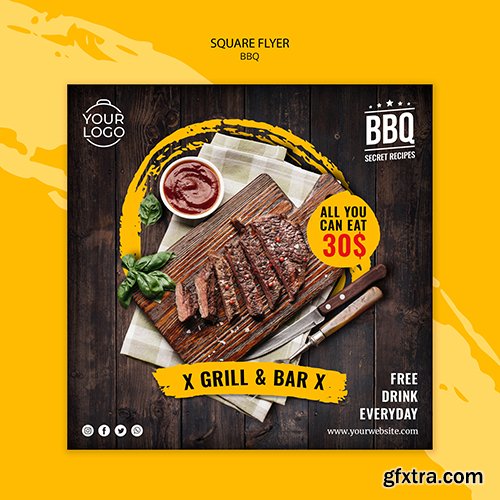 Flyer template with bbq design