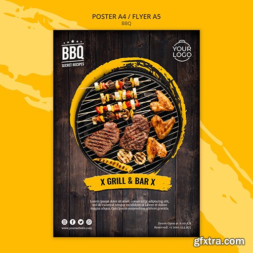 Poster concept template with bbq 