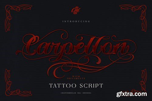 Carpellon Tattoo Script with Ornament