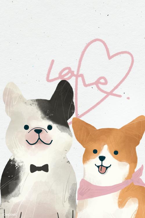 Dog wedding day watercolor illustration - 2089766