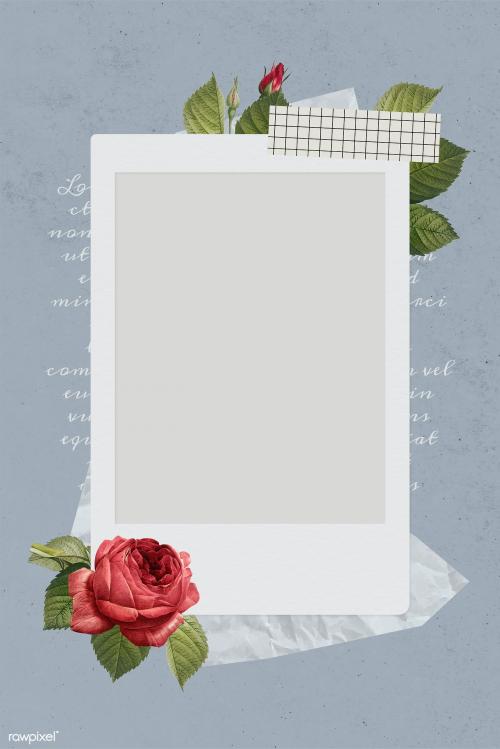 Blank collage photo frame template on gray background vector - 1217644